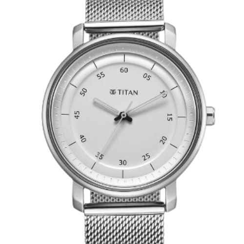Titan Workwear Quartz Analog Silver Dial Stainless Steel Strap Watch for Men