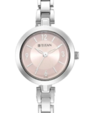 Titan Lagan Pink Dial Analog Metal Strap Watch for Women