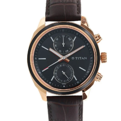 Titan Quartz Multifunction Blue Dial Leather Strap Watch for Men