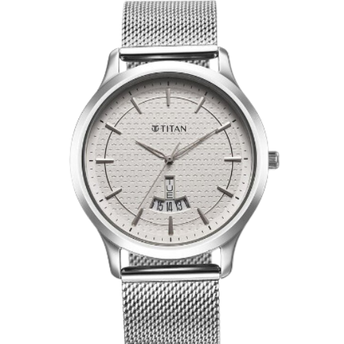 Titan Men's Urban Edge Lustrous Grey Dial Leather Watch