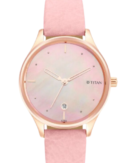 Titan Pastel Dreams Pink Mother of Pearl Dial Analog Leather Strap Watch for Women