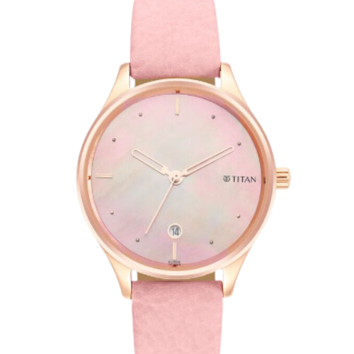 Titan Pastel Dreams Pink Mother of Pearl Dial Analog Leather Strap Watch for Women