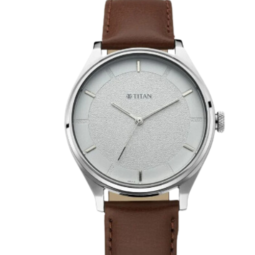 Titan Men's Classic Watch: Gradient Dial & Sleek Markings with Leather Strap