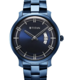 Titan Classic Distincta Blue Dial Analog with Date Stainless Steel Strap watch for Men