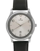 Titan Workwear White Dial Analog with Date Leather Strap watch for Men