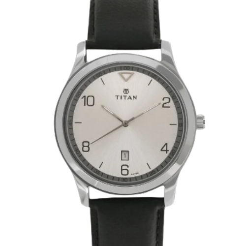Titan Workwear White Dial Analog with Date Leather Strap watch for Men