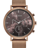 Titan Purple Two Toned Dial Analog with Day and Date Stainless Steel Strap watch for Men