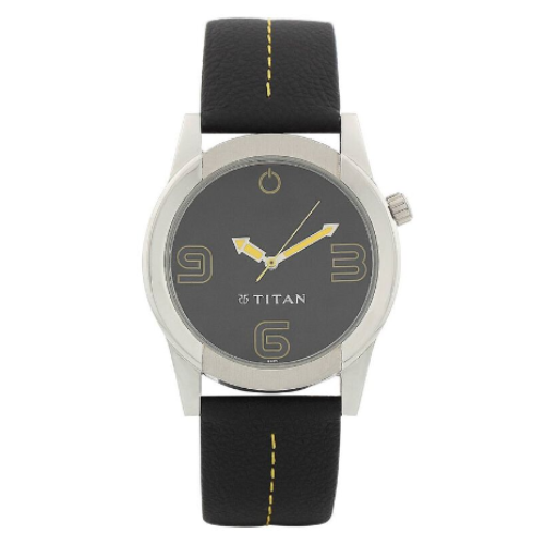 Titan Purple Black Dial Analog Leather Strap watch for Men