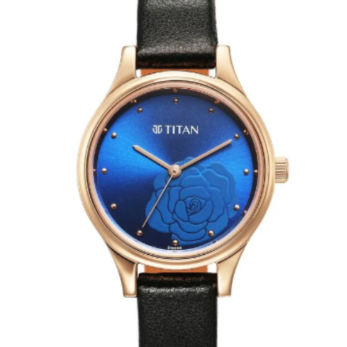 Titan Karishma Quartz Analog Blue Leather Strap for Women