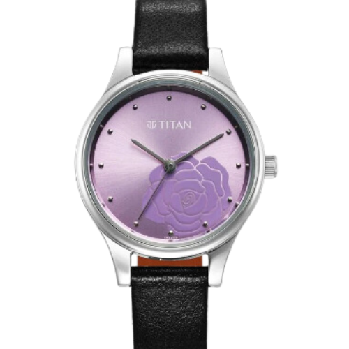 Titan Karishma Quartz Analog Purple Leather Strap for Women