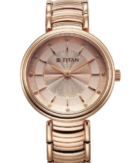 Titan Aura Quartz Analog Rose Gold Dial Rose Gold Stainless Steel Strap Watch for Women