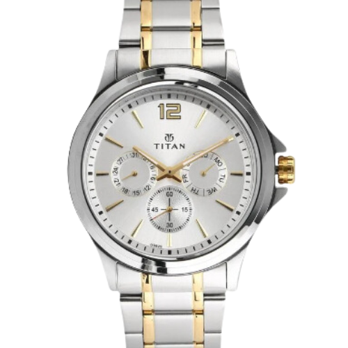 Titan Workwear Silver Dial Quartz Multifunction Stainless Steel Strap watch for Men