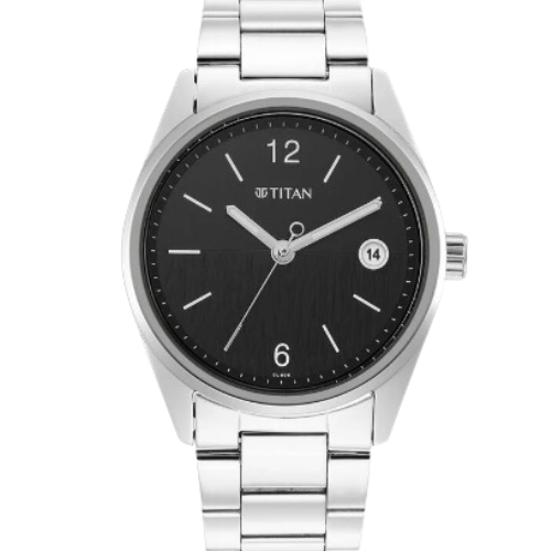 Titan Neo Black Dial Analog with Date Stainless Steel Strap watch for Men